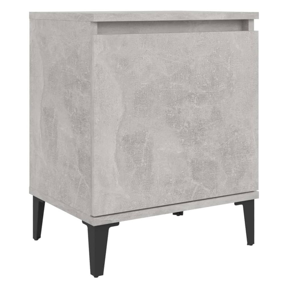Vidaxl Nočný stolík nohy z kovu betónový sivý 40x30x50 cm